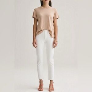 AGOLDE Toni Mid Rise Straight Leg Jeans in Radiate White Size 24 Comfort Stretch